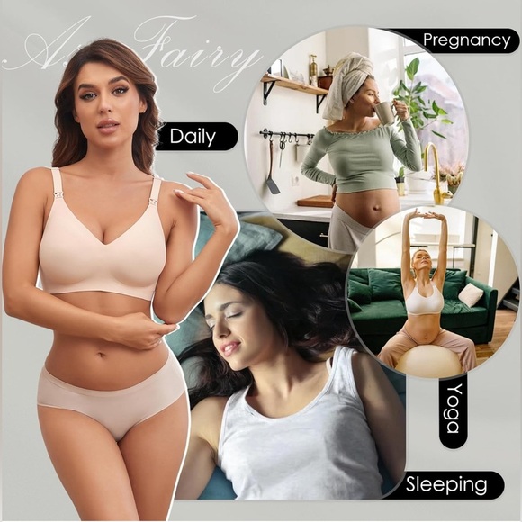 As Fairy Seamless Nursing Bra Breastfeeding Wireless Sleep Maternity Bralette L - Picture 6 of 13
